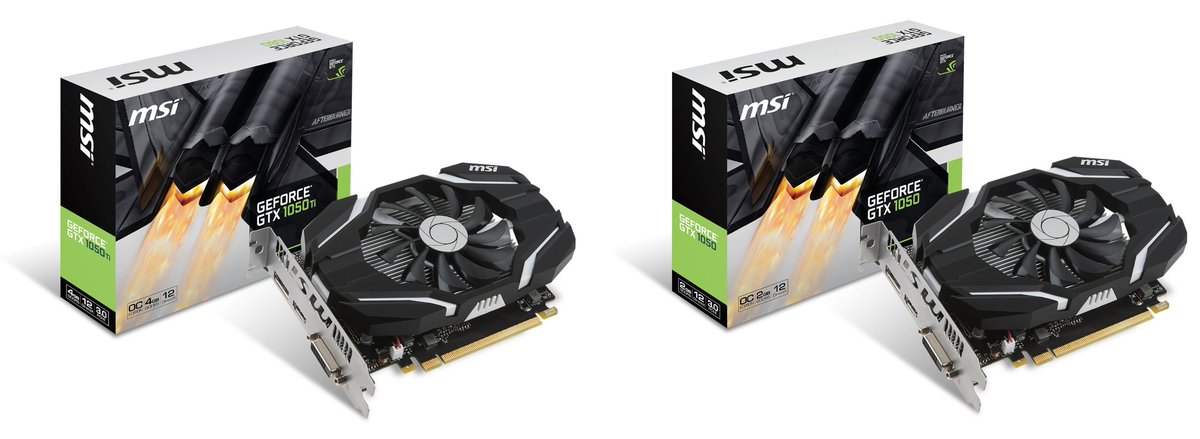 msiUSA's tweet image. Silent and deadly. The MSI GeForce® GTX 1050 Ti and GeForce® GTX 1050 lineup make an appearance. Snatch yours soon.