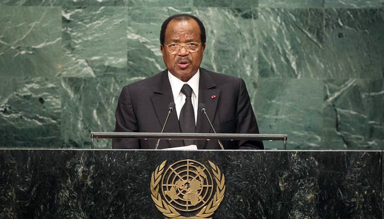 PR_Paul_BIYA's tweet photo. Mon intervention à la tribune des NU m’a permis une fois de plus de rappeler […] https://t.co/0BJbzD2ag2 
#PaulBiyaUNGA71 #UNGA2016 #UNGA71 https://t.co/MPagdRhQcv