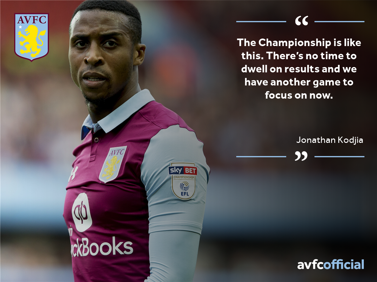 AVFCOfficial's tweet photo. In quotes: Jonathan Kodjia pleased with the quick turnaround as he eyes three points from #REAAVL tonight. #AVFC https://t.co/qookHrXa5H