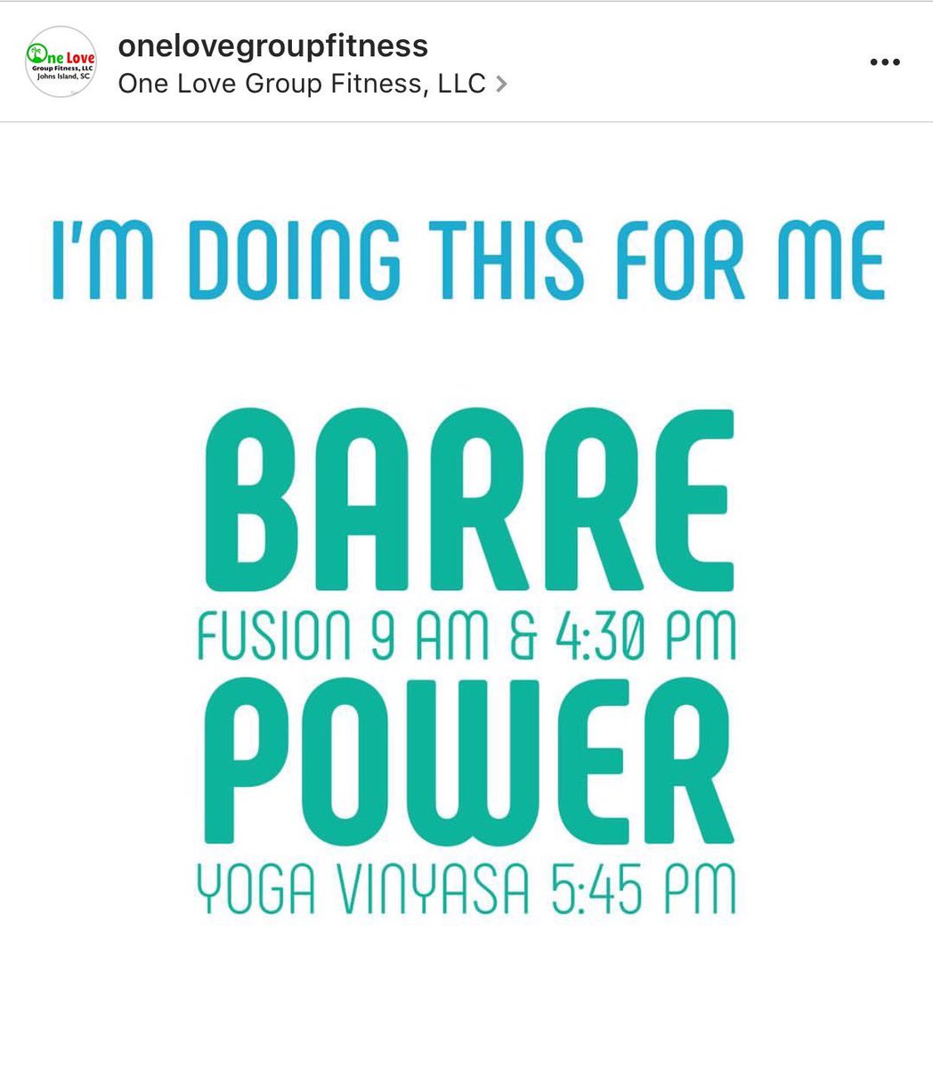 OneLoveGrpFit's tweet photo. #barre #poweryoga #Charleston #johnsisland @ChasCityPaper @charlestonmag @postandcourier @CityCharleston @chasscene https://t.co/EmXxFkKmCw