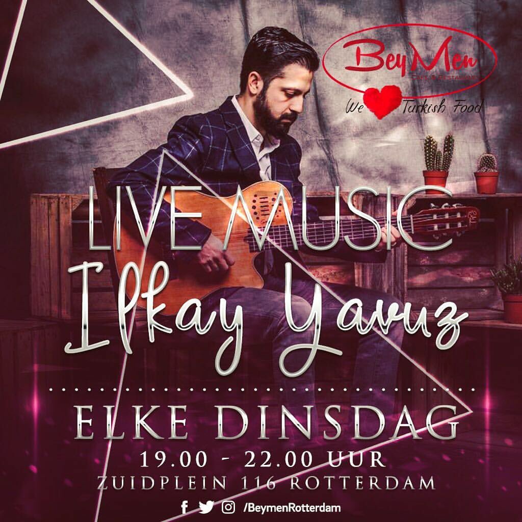 BeyMenRotterdam's tweet photo. Vanavond van 19:00 tot 22:00 uur genieten van #livemuziek 🎶 verzorgd door Ilkay Yavuz. #BeyMenRotterdam
https://t.co/FvvouQ0SY2 https://t.co/UBZmS8Ka3D