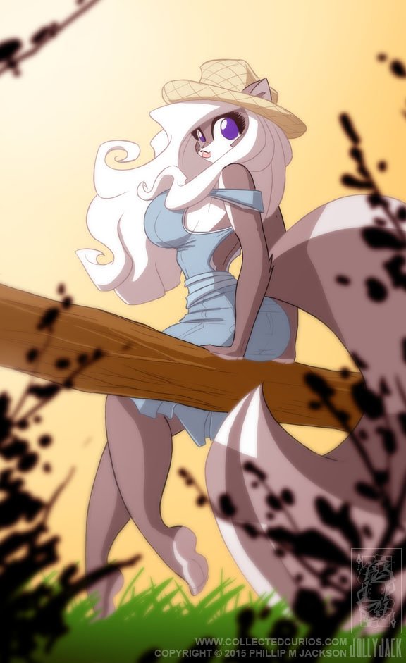 ChloeLaSkunk's tweet photo. "Good morning everyone! I hope you all have a wonderful day!" She smiles happily, swinging her feet as the wind blows through her silky hair https://t.co/MBLNjIMYRu