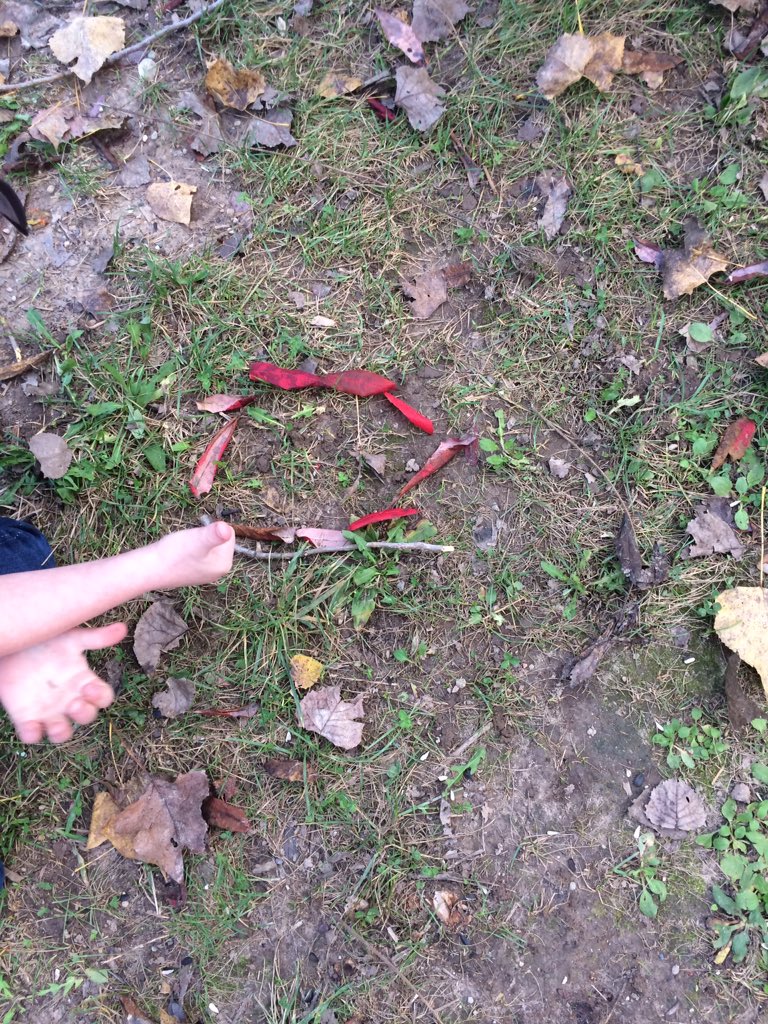 kerrilbarrett's tweet photo. Making an a with leaves! #envirokid https://t.co/sda4bSxuQM