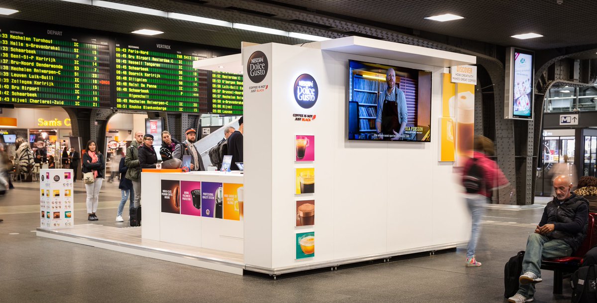 BMO_Belgium's tweet photo. Loving the NESCAFÉ Dolce Gusto Belgilux COFFEE Bar in Brussels South Station. Taste the 2 innovations till 21/10! https://t.co/f0nnUFyydm