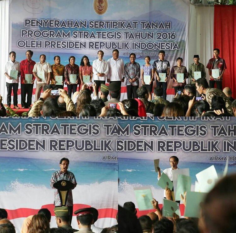 Mendampingi Bapak Presiden <a href="/jokowi/">Joko Widodo</a> Menyerahkan Sertifikat Hak Atas Tanah Kepada 1000 lebih warga Minahasa Utara #bpn