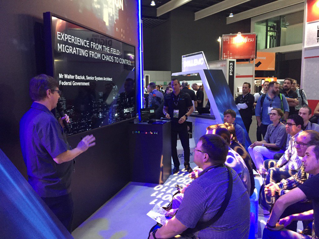 dgiesecke05's tweet photo. #vug board member presenting to standing room only @vmworld Barcelona! @VCEUserGroup @DellEMC_CI #vceusergroup https://t.co/B3hfr1tT7i