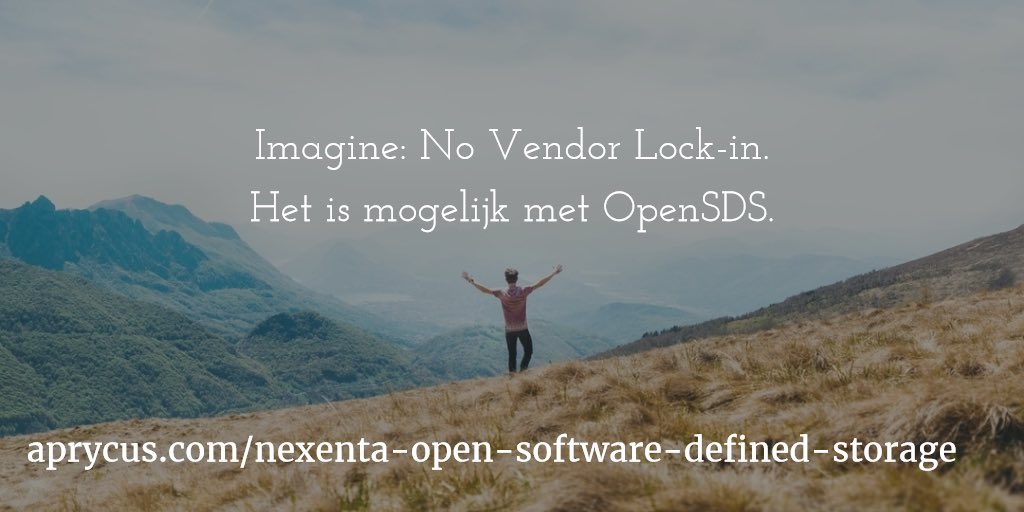 Aprycus's tweet photo. Kies voor vrijheid als het om #softwaredefinedstorage gaat. Kies daarom voor @Nexenta 100% software & Open! #opensds #opensdx #sds #aprycus https://t.co/Geglwv9qrA