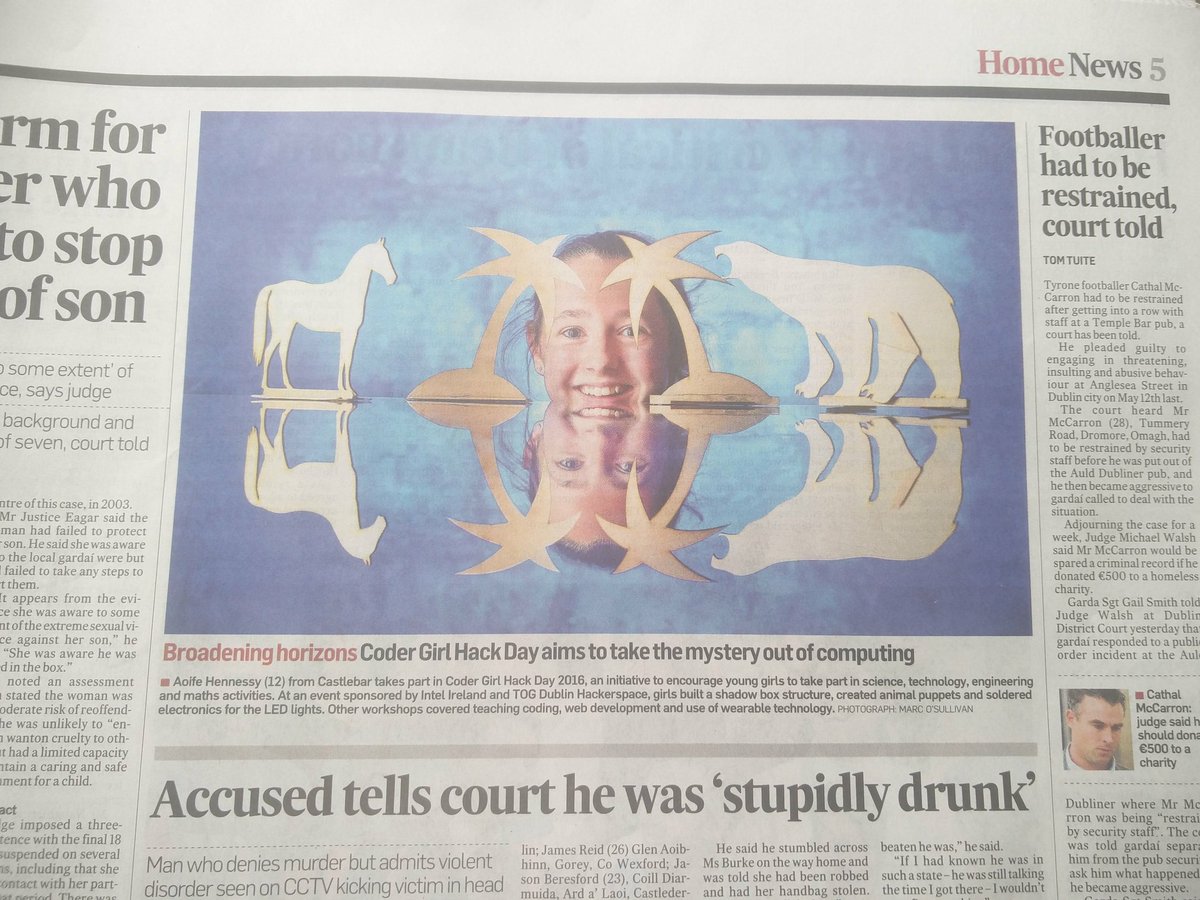 Jeffrey_Roe's tweet image. Great to see #CoderGirlHackDay in the @IrishTimes showing off the work of @TOG_Dublin &amp;amp; @Intel_IRL