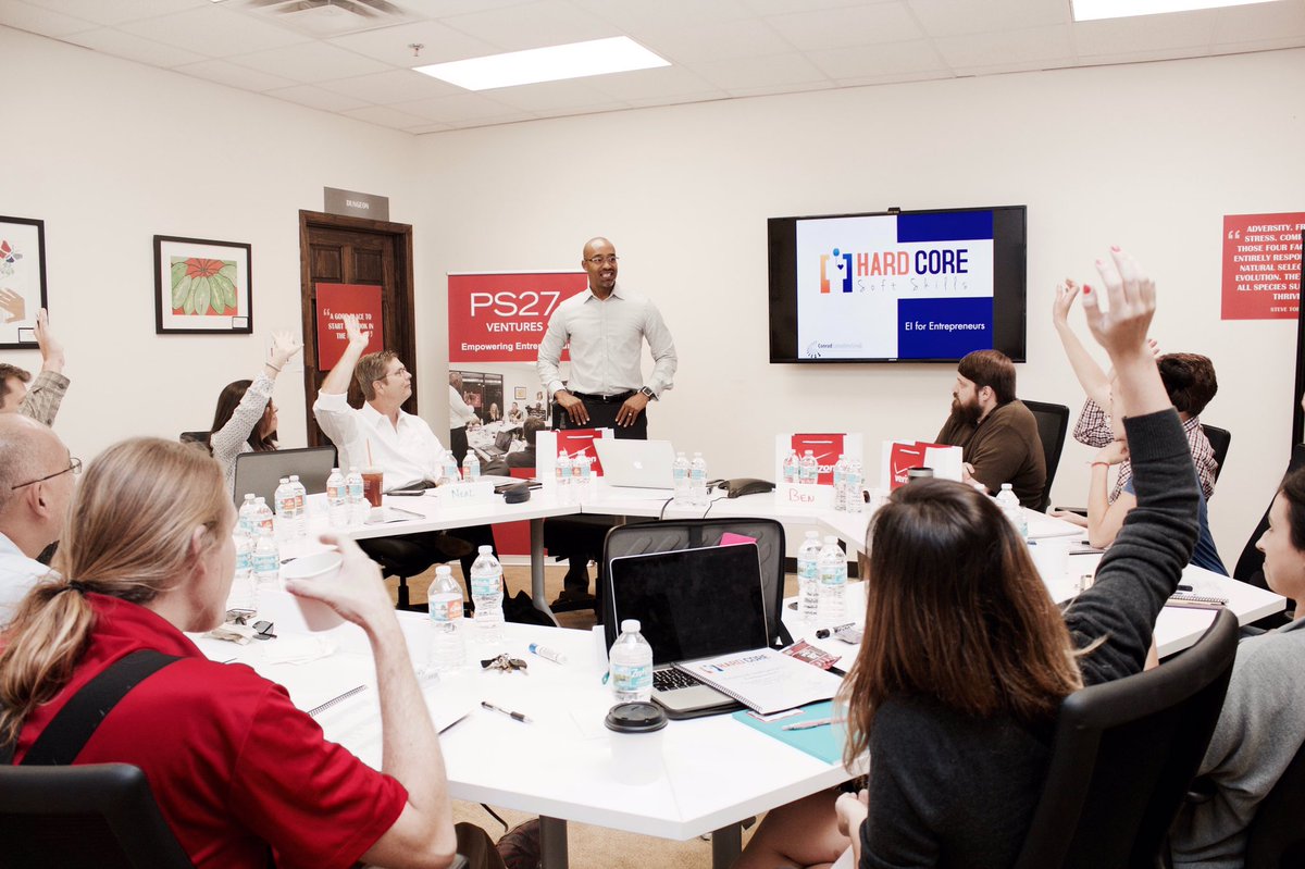 PS27Ventures's tweet photo. We're starting day 2 of #PS27LeadershipWeek with Hardcore Soft Skills for #entrepreneurs! @DrJarikConrad https://t.co/U6z8OuxVyC
