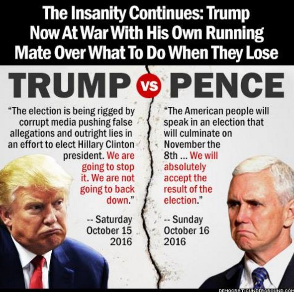 nuzedit's tweet photo. #Trump and #Pence vie to see who's #nutser. Hint: Pence is whacked, but #Trump is #looner. Conclusion: #Elect neither. #Vote #Hillary2016 https://t.co/4U9tBnhHth