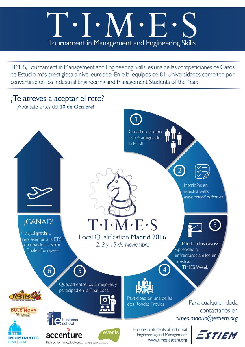 ESTIEM_Madrid's tweet image. TIMES 2016 ha llegado a @industrialesupm, apuntaos en madrid.estiem.es ¿Tu primera vez enfrentándote a un caso? TIMES Week te ayuda.