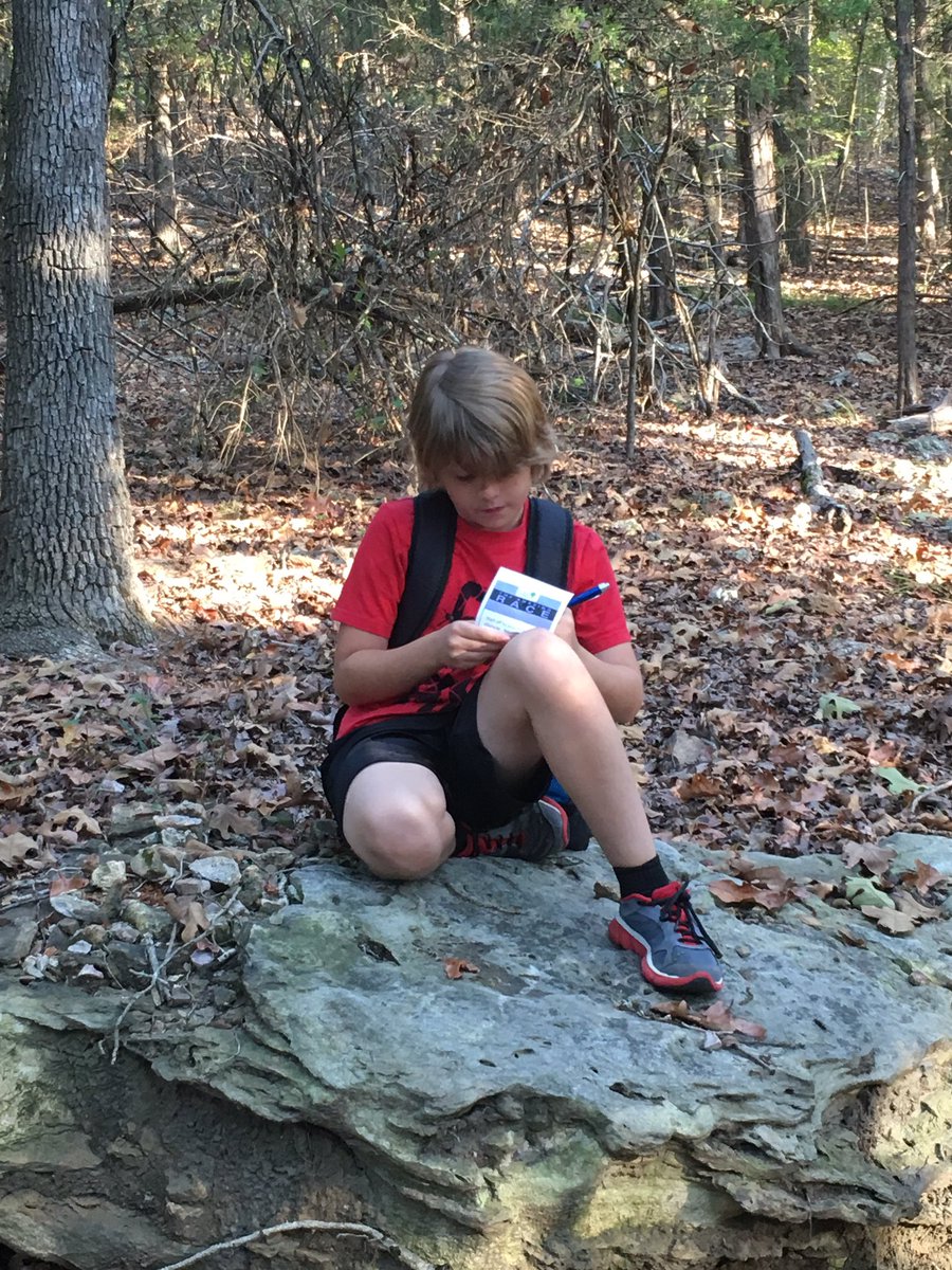 OX on David's Trail. Love This October weather with Hackler students  -  outside education.