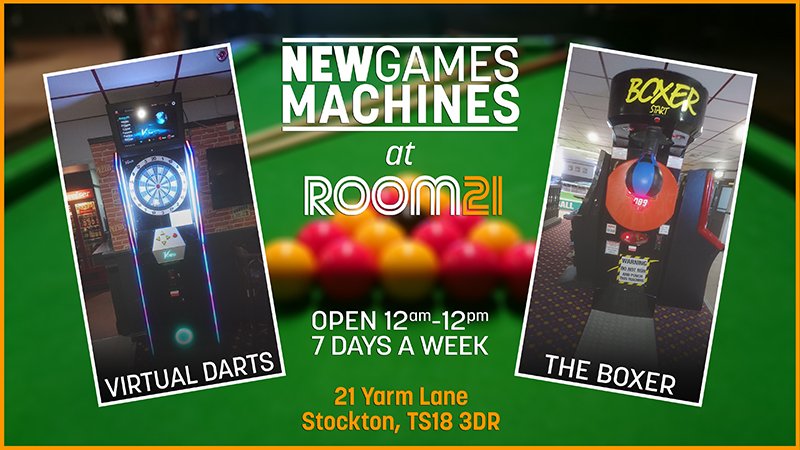 There's now EVEN MORE to do at #Room21Stockton, #TeessidesLargestSportsBar - who fancies a go? #VirtualDarts #BoxerMachine