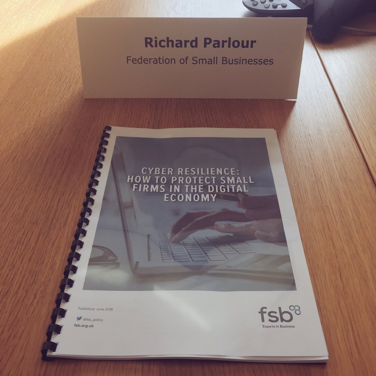 fsb_policy's tweet photo. Home Affairs Chair Richard Parlour notes @fsb_policy wants a greater focus on cyber resilience by Government & private sector #fsb2016 https://t.co/GeXVgdEBdB