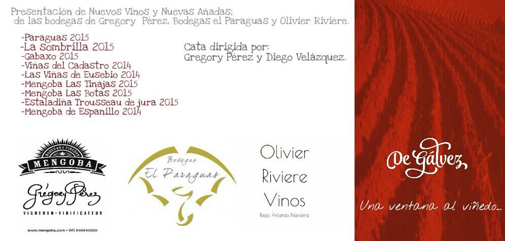 Hoy se presentan los nuevos vinos de bodegas <a href="/Gregory/">Greg Galant</a> Pérez, el <a href="/Bodegelparaguas/">bodegaselparaguas</a> y Olivier Riviere akatavino.es/presentacion-g…