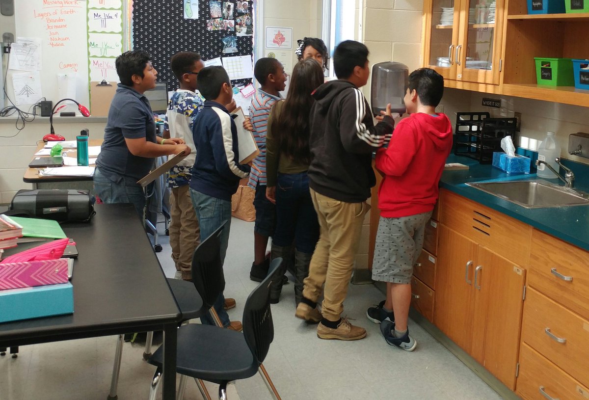 Our @SMS_Vikings getting back into the GROOVE classifying volcanoes in <a href="/kimwhipple14/">Kim Whipple</a>'s 6th grade science class #NoStoppingUs