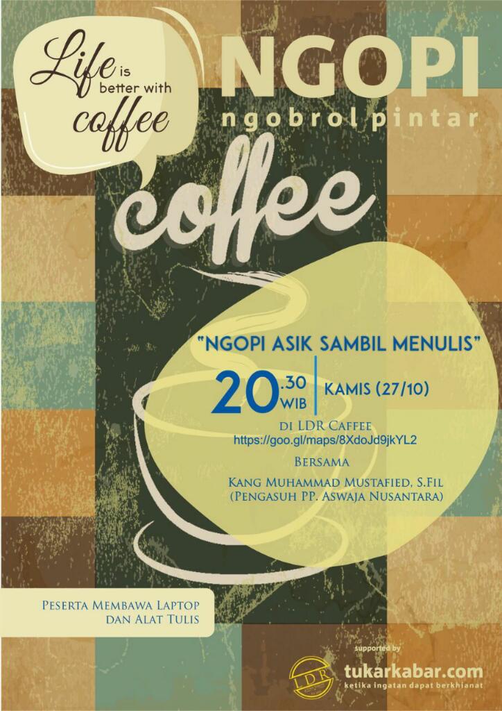tukarkabar's tweet photo. NGOPI (ngobrol pintar)
Dari pd bengong datang acara ini,pasti gak rugi,sapa tau dapet jodoh bagi yg jomblo @JogjaUpdate (cp:0895360778778) https://t.co/FlraFiGtDr