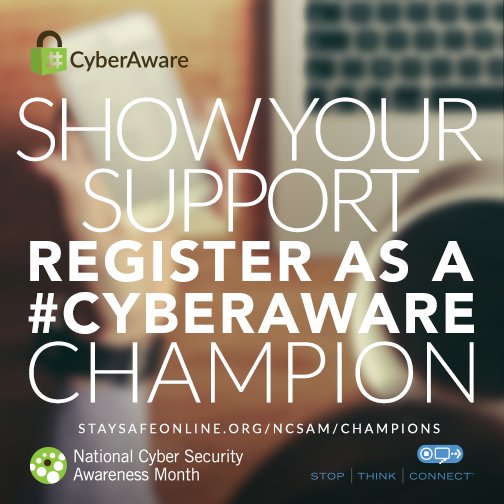 We are #CyberAware Champions! Register today to show your support. #NCSAM #Cybersecurity #SUNYWCC