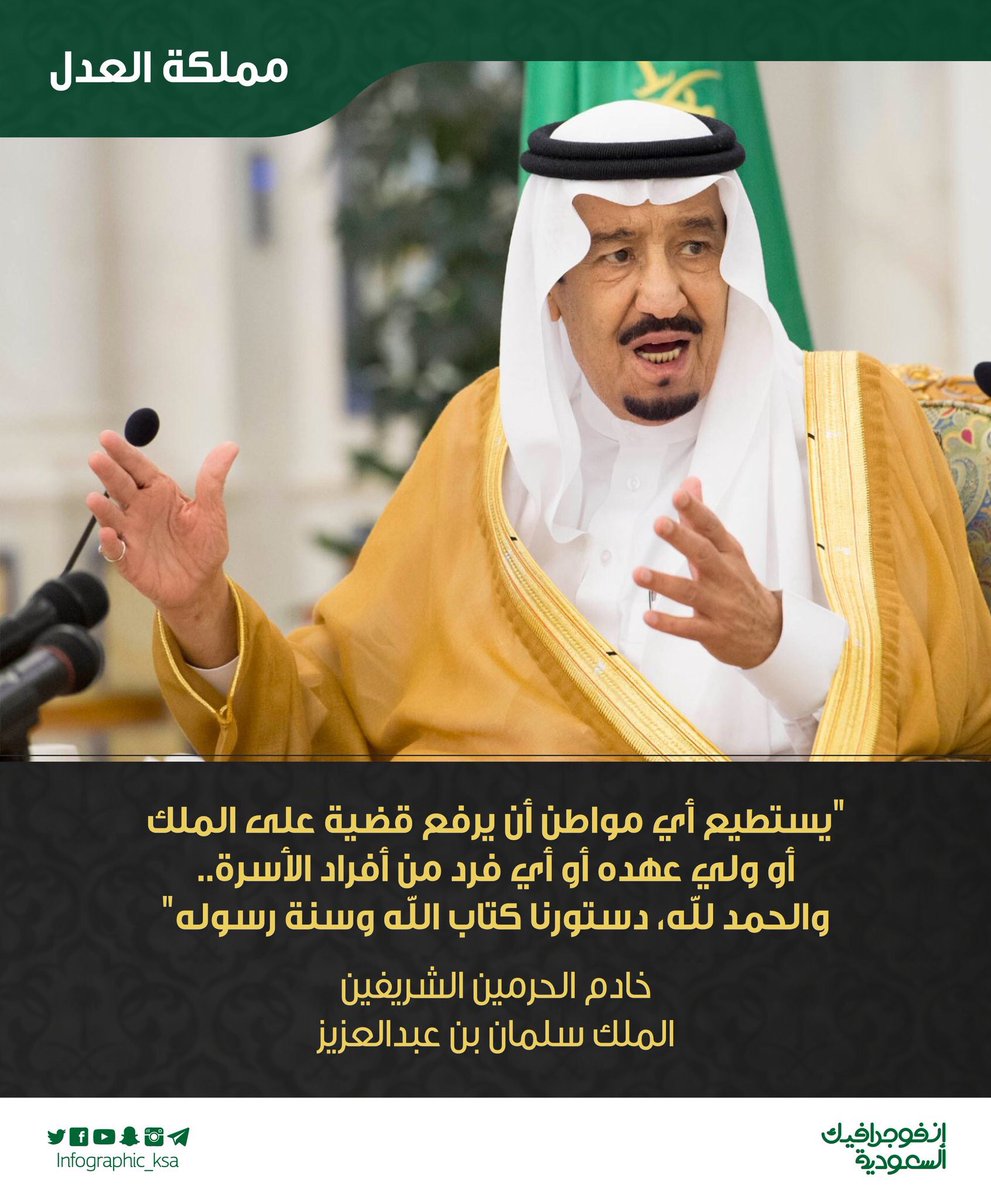 ARABLAAW's tweet photo. #اعرف_حقك
الملك سلمان حفظه الله:
"يستطيع أي مواطن أن يرفع قضية على الملك أو ولي عهده أو أي فرد من أفراد الأسرة"
#سلمان_الحزم_يامر_بقصاص_امير https://t.co/WH7G77sd0j