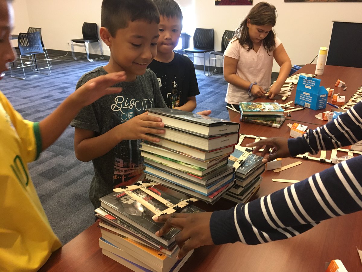 HarrisonLibrary's tweet photo. His bridge held 13 books in Imagination Builders. https://t.co/IHcjJtxbJv