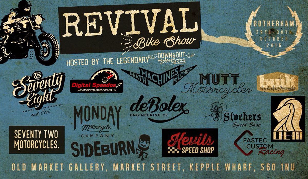 Honoured to be counted amongst Britain's finest custom builders at the @Downandoutmoto revivalbikeshow.com - October 29th - 30th.