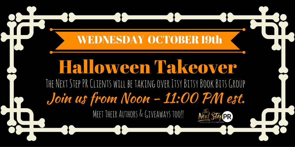 TheNextStepPR's tweet image. 🎃🎃 #BLOGTAKEOVER 🎃🎃
October 19th Noon - 11:00 PM est
 @TheNextStepPR will be taking over @ItsyBitsyBkBits
Join Here: ow.ly/v0Kv305e6vw