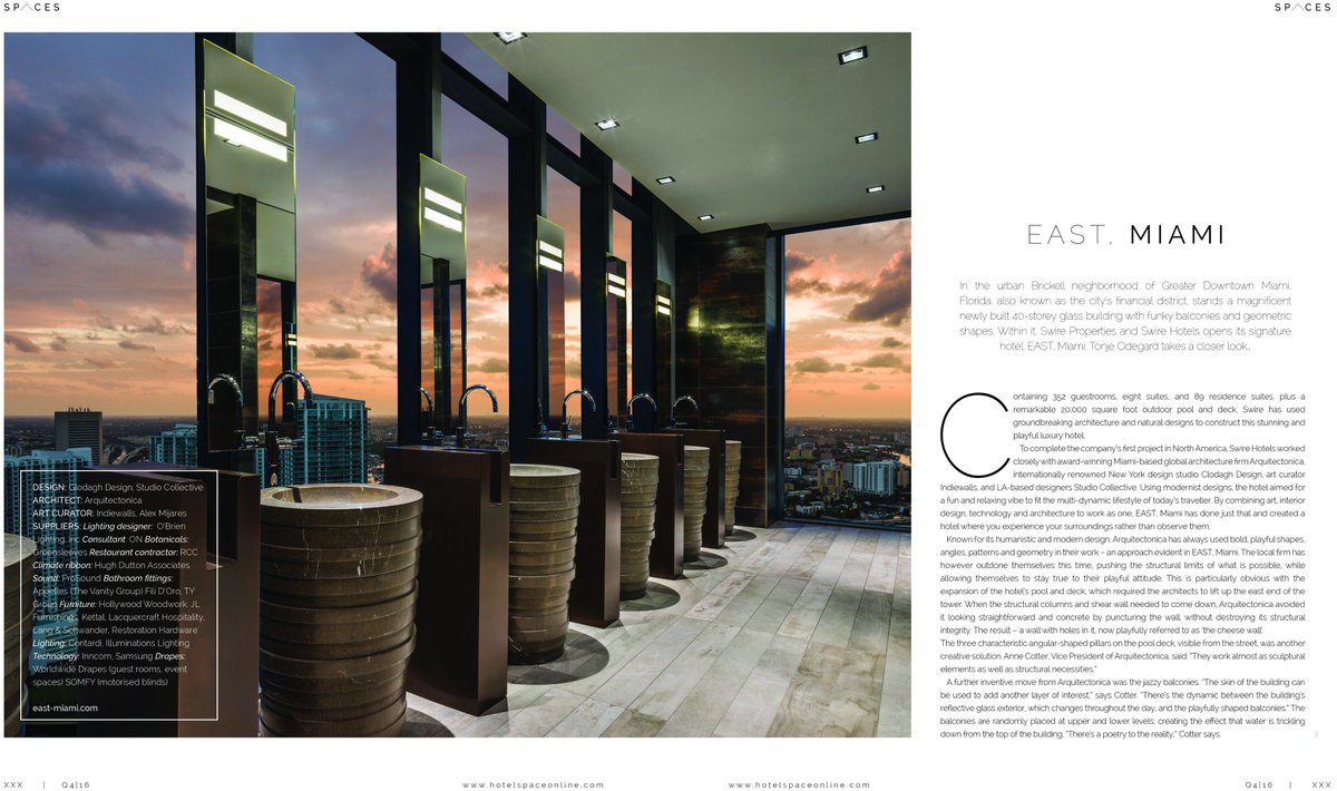 clodaghdesign's tweet photo. #ClodaghDesign was featured in the brand new #SpaceMagazine for our work at @EastMiami. Read more about it below! #FeelingTotallyatEAST https://t.co/OKOTz1OLW0