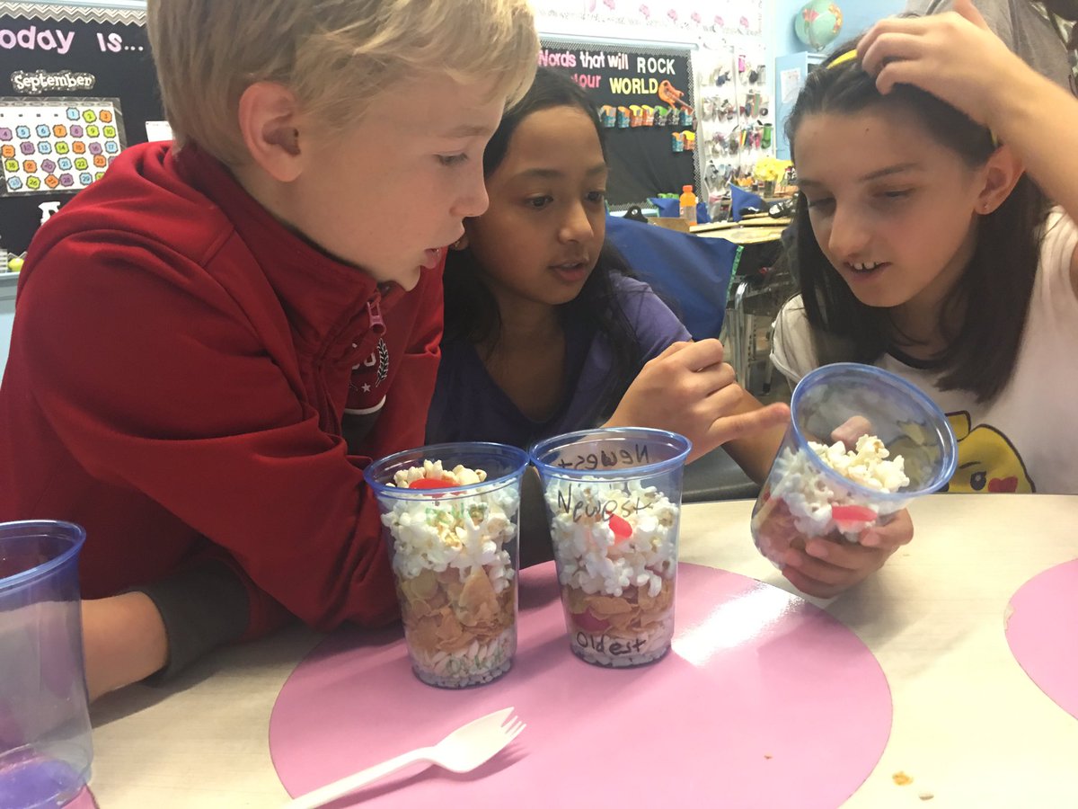 Ss comparing their models of fossils formed in sedimentary rock to natures way of doing things.. awesome convos! <a href="/WashEdison/">Washington Elem</a> #edisonk12