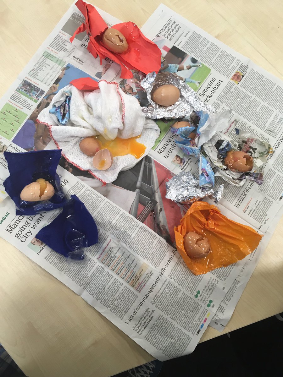 jesselleryysj's tweet photo. The aftermath of our egg dropping investigationπ£ #YSJPrimEd #YSJScience https://t.co/MzJq00NJjS