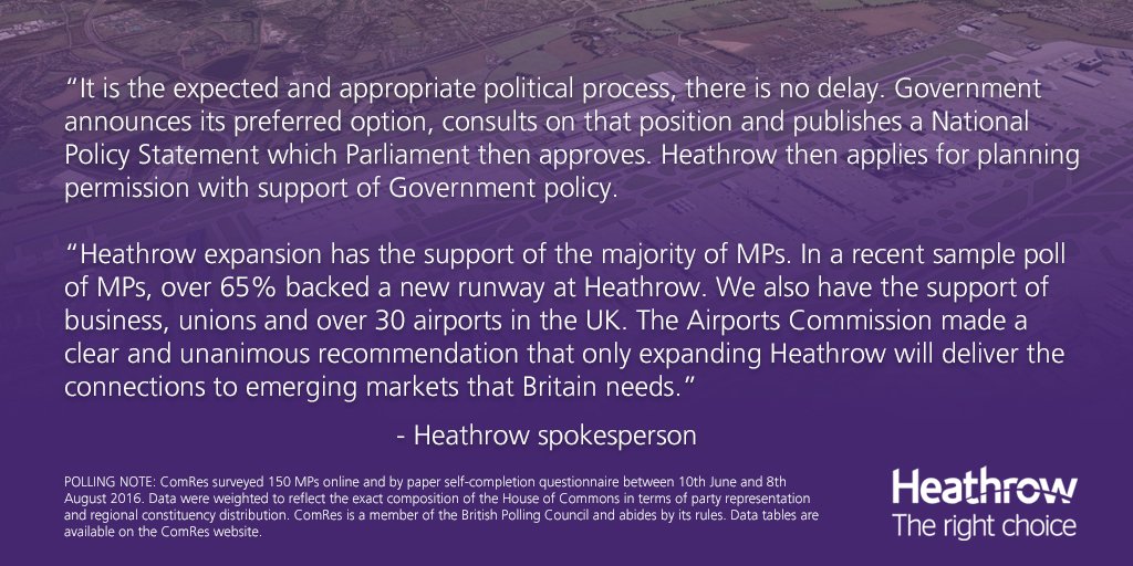 HeathrowNews's tweet photo. Heathrow statement on Airport expansion government process: https://t.co/79nNoqZs67