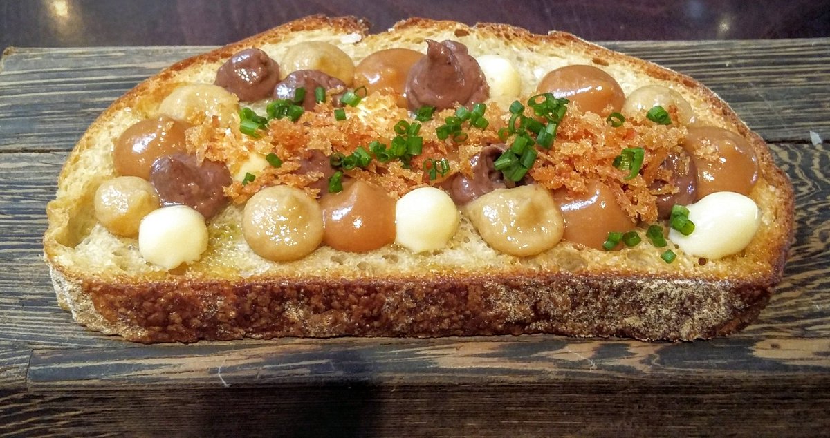 MichelinGuideUK's tweet photo. Mackerel and 'breakfast' crostini @peaceandloafjes but the highlight of lunch was the lime &amp; coconut dessert https://t.co/eartPlm1p8