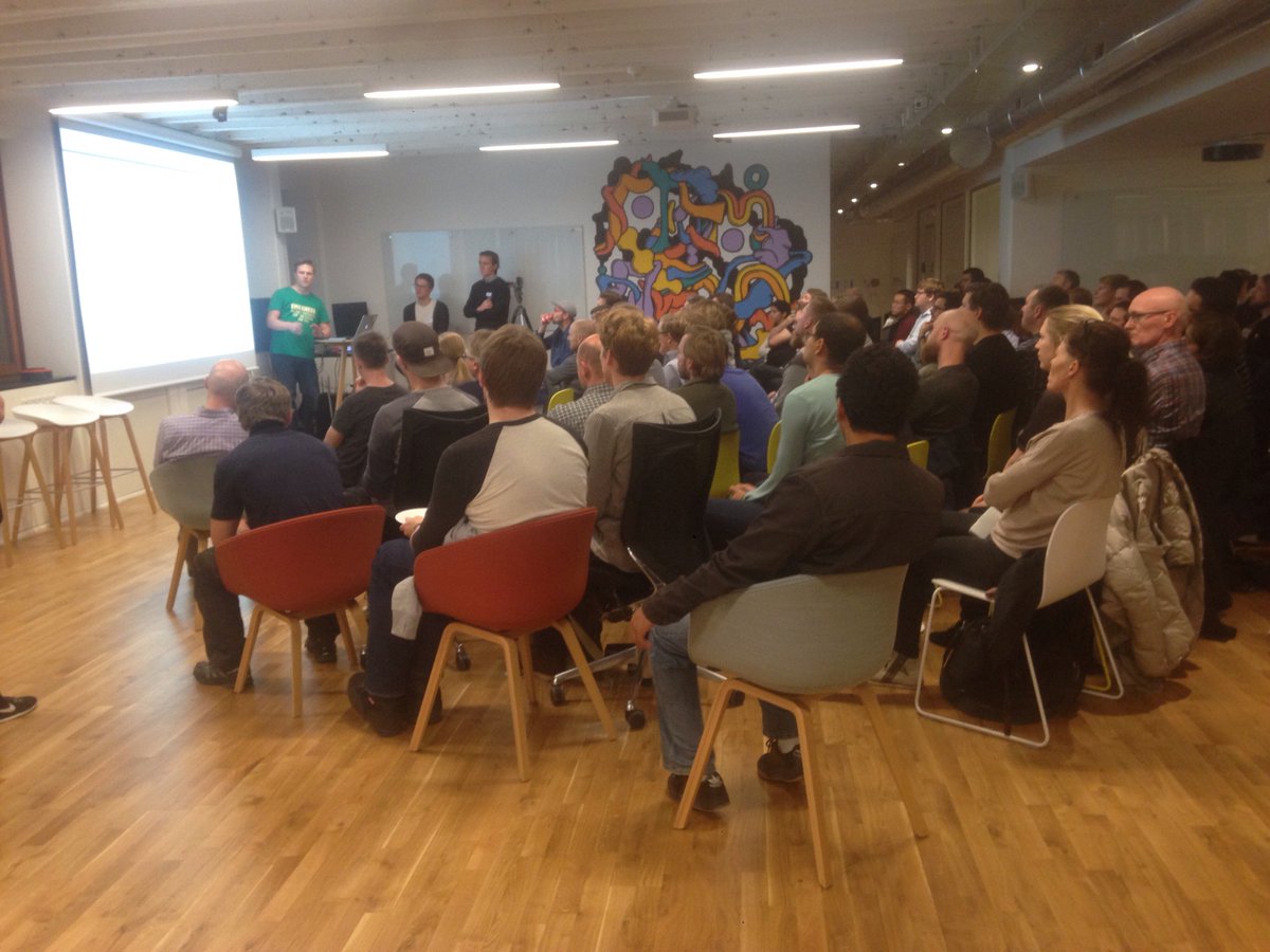 TradeshiftJobs's tweet image. Calle talking about our CD/CI pipeline to a crowd of 80 people! #infrastructureiscode #joinus