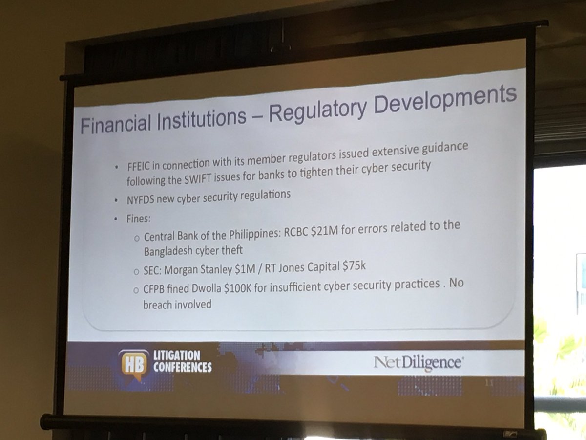 cybcubecom's tweet photo. At @NetDiligence Cyber Risk, @sarahmstep talking about the emerging cyber security &amp; insurance trends for Financial Institutions #CyberAware https://t.co/5vZxA1wwB1