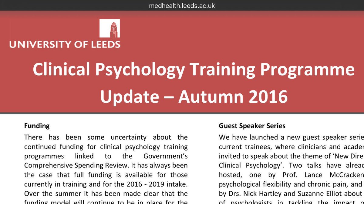 Our latest newsletter has just been released! Find out about the latest news from the Leeds DClinPsych Programme medhealth.leeds.ac.uk/downloads/file…