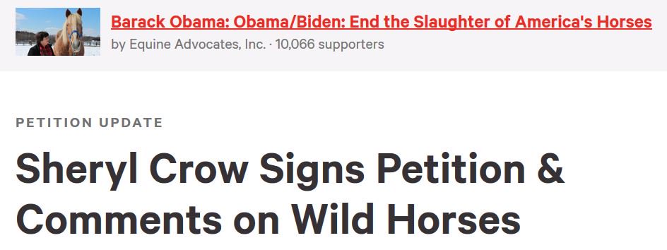 SAFE_March2DC's tweet photo. **ATTENTION HORSE WARRIORS** Please sign to #BanHorseSlaughter **SHARE** 
Thanks @SherylCrow!!

https://t.co/5RjQy3m7qs https://t.co/ZZyMMUGWNK