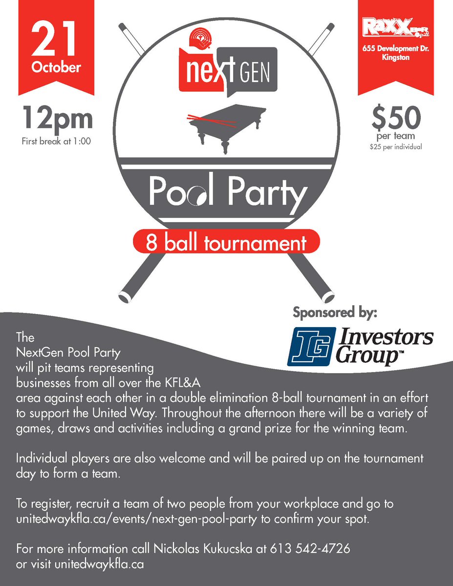 The <a href="/nextgenkfla/">Next Gen KFLA</a> Pool Party is this Friday. Sponsored by Investors Group. Register your team today:
ngpoolparty.eventbrite.ca