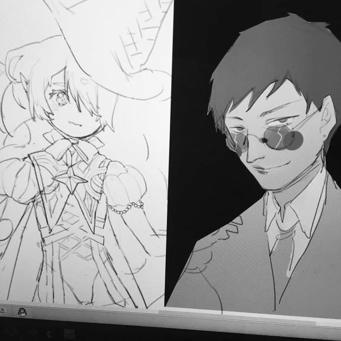 #モブサイコ100# #mobpsycho100#  画着画着女儿在旁边摸起酒窝的🐟😂 就是觉得他好适合戴眼镜的啊! 