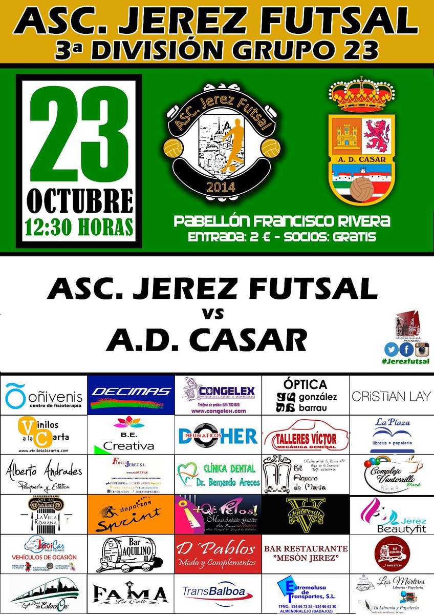 4ª jornada de liga!! Jugábamos en casa frente a @adcasarfutsal ! 
OS ESPERAMOS
Domingo 23 a las 12:30h