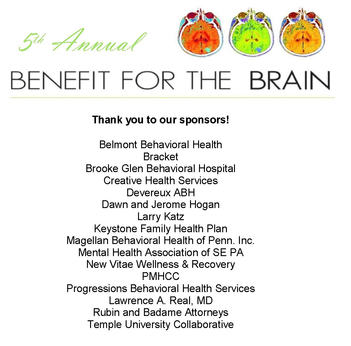 NAMIMontCoPa's tweet photo. Thanks to our sponsors! 5th Annual Benefit for the Brain~November 16 @ 6pm-Phila Marriott West-Still time to sponsor! #NAMIB4B https://t.co/NgJfYlbXzE