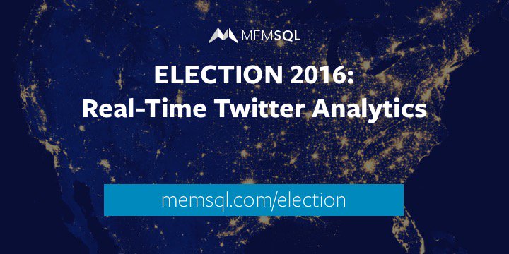 SingleStoreDB's tweet image. We're launching a brand new demo analyzing #realtime twitter sentiment for #Election2016. Access it now: blog.memsql.com/election-2016-…