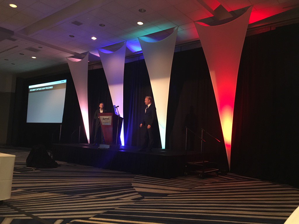 Ephesoft_IT's tweet photo. Martin Kraft & Oliver Nies on the stage now talk #datacapture into #SAPprocesses @Ephesoft #Innovate16 https://t.co/2UsGIqSWry