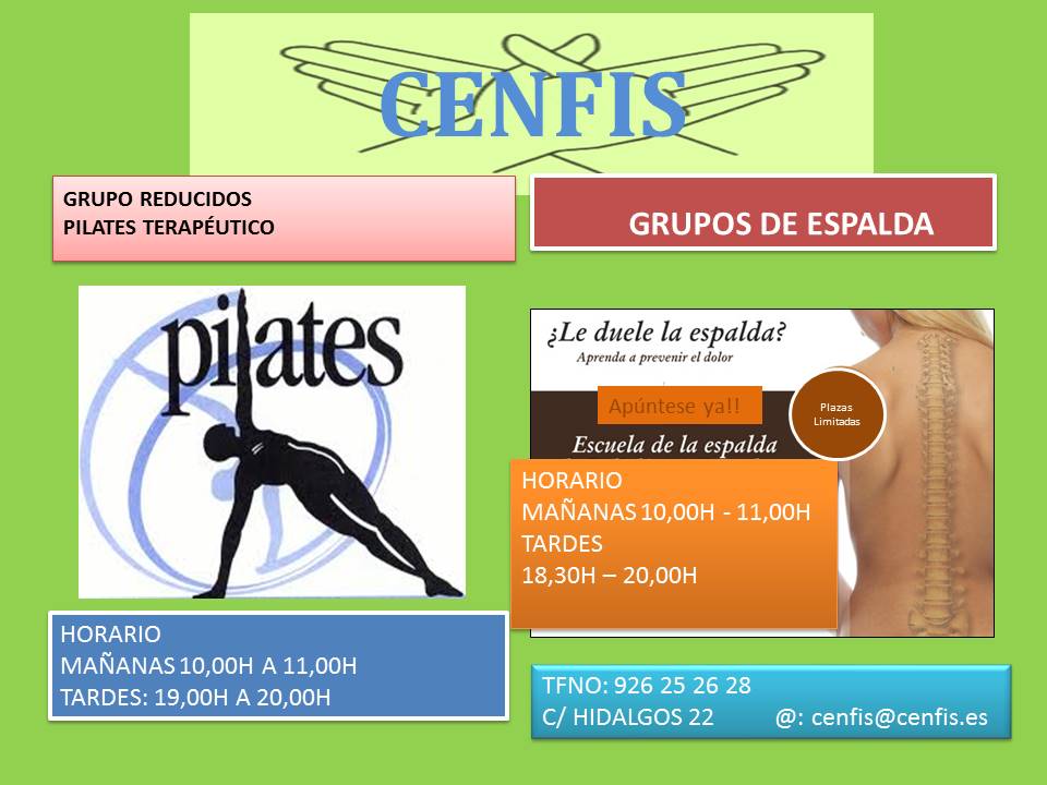 cenfis's tweet photo. @cenfis os espera, recordamos algunos de los tratamientos k realizamos. Disponemos grupos de #pilates y #escuelaespalda. #lasaludloprimero https://t.co/AFpr5BpSE4