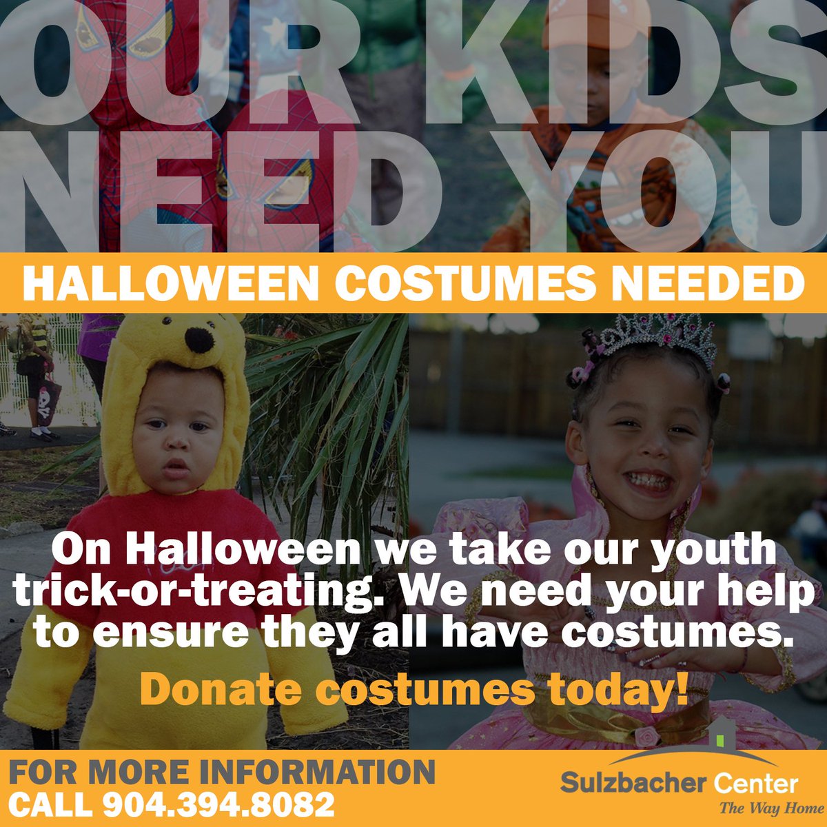 sulzbacherjax's tweet photo. We just need some extra help making sure every child has a costume for Halloween. What is good for our children is #goodforthesulz! https://t.co/JOGZ5vX7Wi