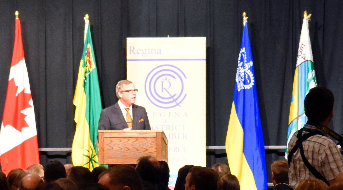 <a href="/PremierBradWall/">PremierBradWall</a> speaking about #climatechange at today's <a href="/ReginaChamber/">Regina Chamber</a> luncheon