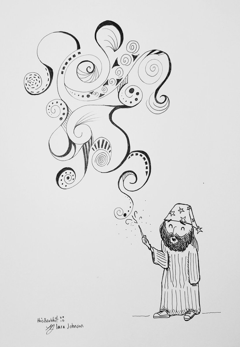 thisisrabbit's tweet photo. Our Magic. 
#doodling with @LaraJoJohnson. 
#wizard #sketch #collaboration #magic #wand #coffeetimes https://t.co/qr5yCYPQjl