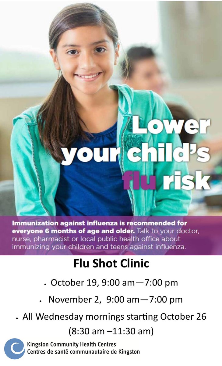 Free #flushot clinics are starting Wednesdays at 263 Weller Ave. Immunization is recommended for anyone 6 months of age or older. #ygk