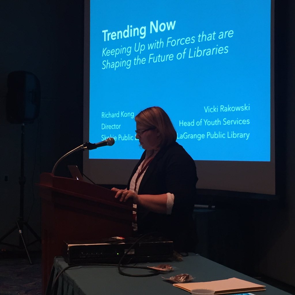 Talking trends in libraries with <a href="/VickiRakowski/">Vicki Rakowski</a> #ILAAC16