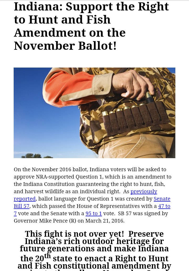 jakub_lisa's tweet photo. #Indiana #INforTRUMP Vote YES on the Right to Hunt & Fish on the ballot Nov. 8th! Democrats want to take away our Rights! Don't Let Them! https://t.co/EgTunvMnqG