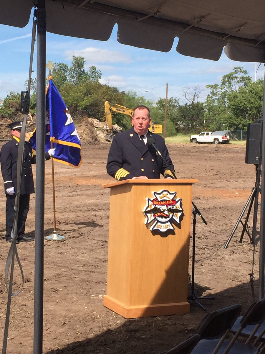 WTAW1620's tweet photo. Chief Randy McGregor thanks everyone for their support in this project. @BryanFD @CityofBryan #FireStation2 https://t.co/8Mk1eEykMf