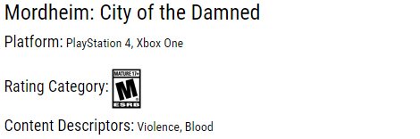 Esrb Mordheim City Of The Damned Ps4 Xboxone From Focushome Is Rated Mformature Click For More T Co Nfwychnxcf Mordheim Cotd T Co Q6mhuvb4uw